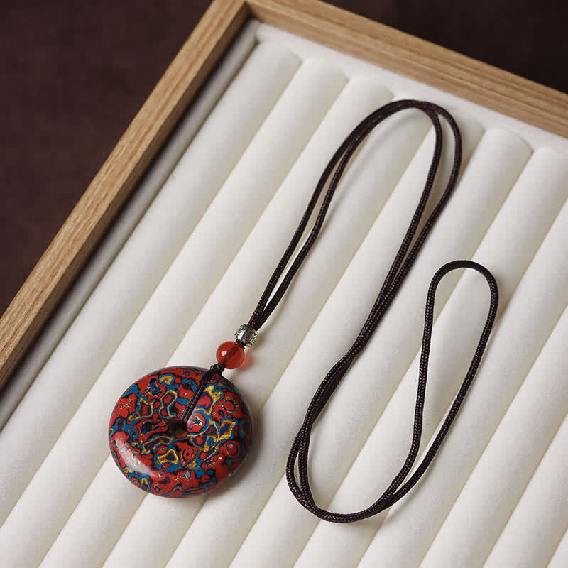 Buddha Stones Collier pendentif en cordon tressé avec boucle de la paix - Motif aléatoire de couleurs rouge et bleue - image 10