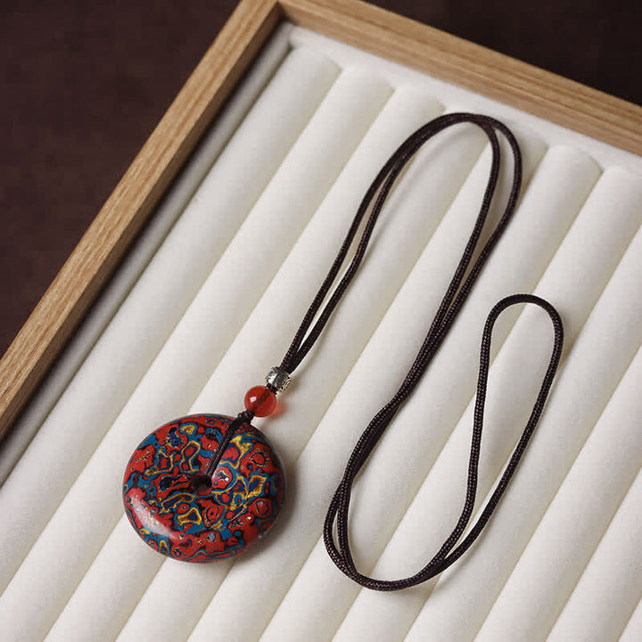 Buddha Stones Collier pendentif en cordon tressé avec boucle de la paix - Motif aléatoire de couleurs rouge et bleue - image 10