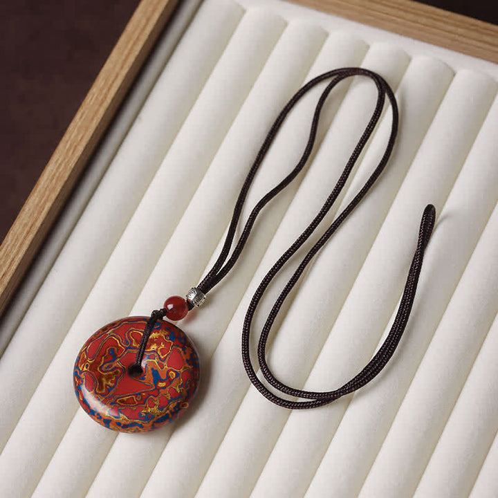 Buddha Stones Collier pendentif en cordon tressé avec boucle de la paix - Motif aléatoire de couleur rouge - image 2