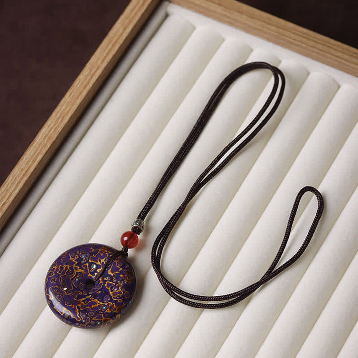 Buddha Stones Collier pendentif en cordon tressé avec boucle de la paix - Motif aléatoire de couleur violette - image 8