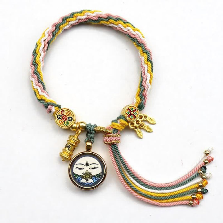 Buddha Stones Bracelet renforcé Om Mani Padme Hum en acier titane tibétain - Rose jaune - image 9