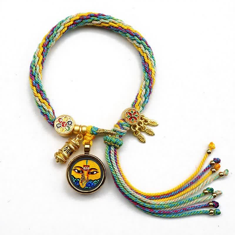 Buddha Stones Bracelet renforcé Om Mani Padme Hum en acier titane tibétain - image 1