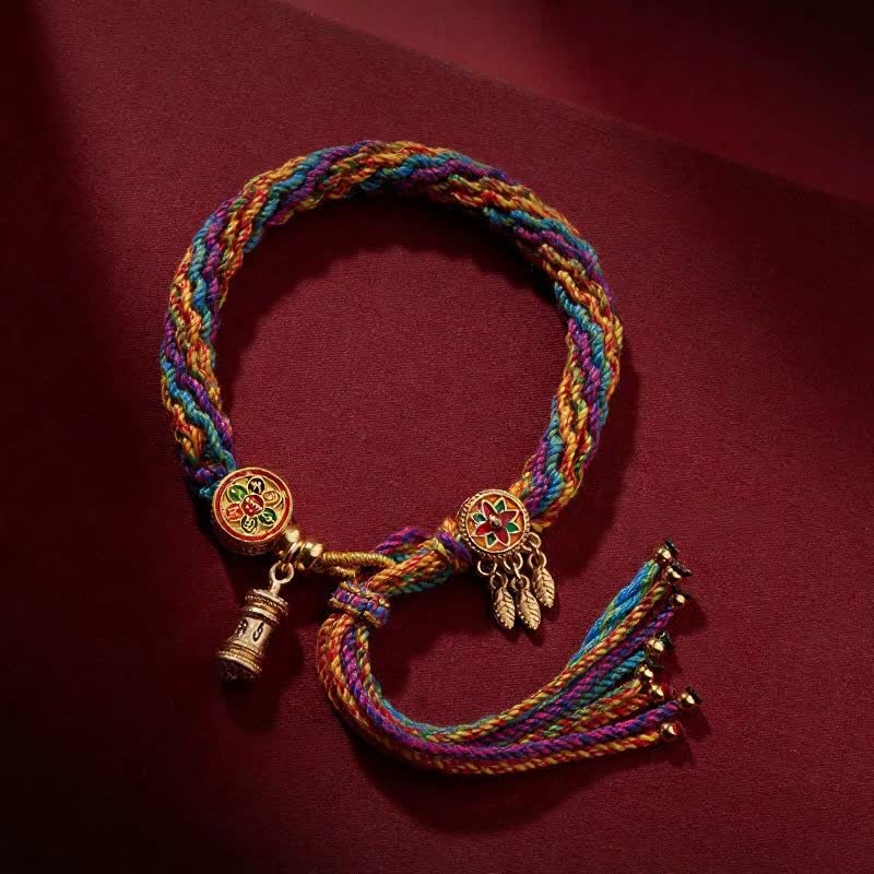 Buddha Stones Bracelet tibétain de pureté Om Mani Padme Hum en cordon tissé à la main - image 1