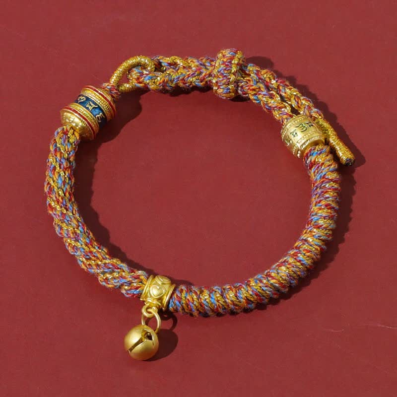 Buddha Stones Bracelet tibétain de protection à fil rouge Om Mani Padme Hum - Multicolore - image 0
