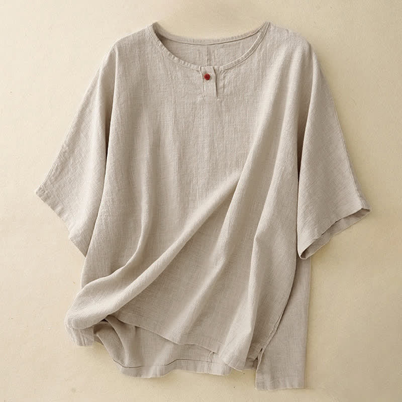 T-shirt ample à manches courtes et col rond pour femme, motif Buddha Stones - Lin - Manches courtes - US14，UK/AU18，EU46 (2XL) - image 0