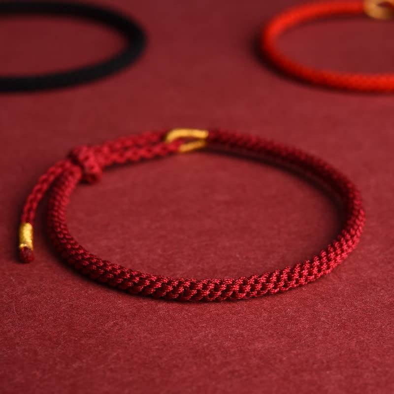 Buddha Stones Bracelet de protection ajustable en fil rouge tissé à la main - Rouge foncé - image 0