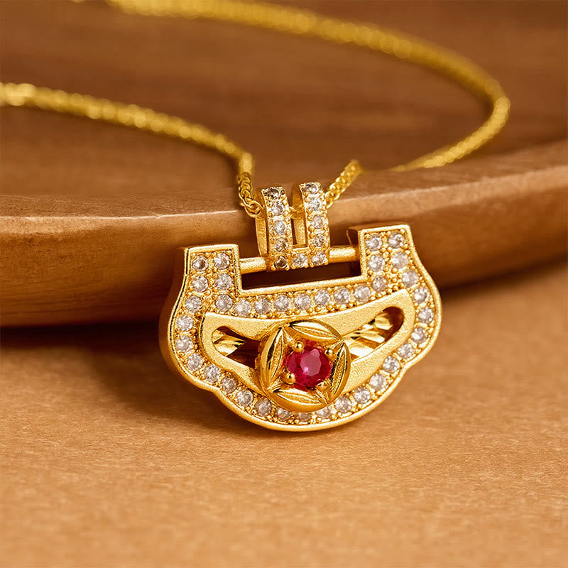 Buddha Stones Pièce de cuivre chinoise Ruyi, symbole de prospérité et d'énergie, collier de vœux - image 1