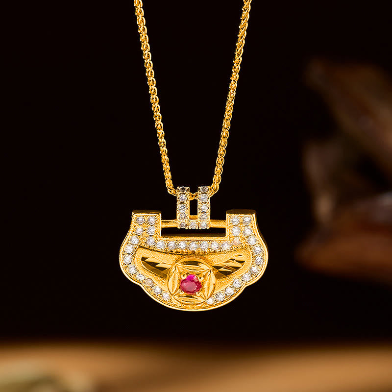 Buddha Stones Pièce de cuivre chinoise Ruyi, symbole de prospérité et d'énergie, collier de vœux - image 2