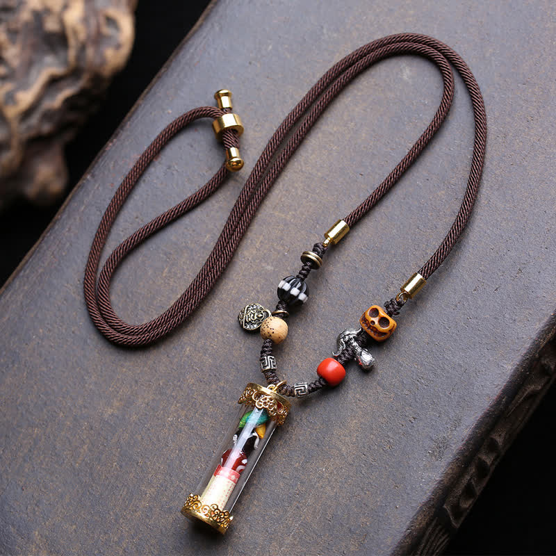 Buddha Stones Boîte à prières tibétaine Ghau en agate et cuivre, tube d'écriture, collier de mise à la terre - Environ 36 × 10 mm - image 0