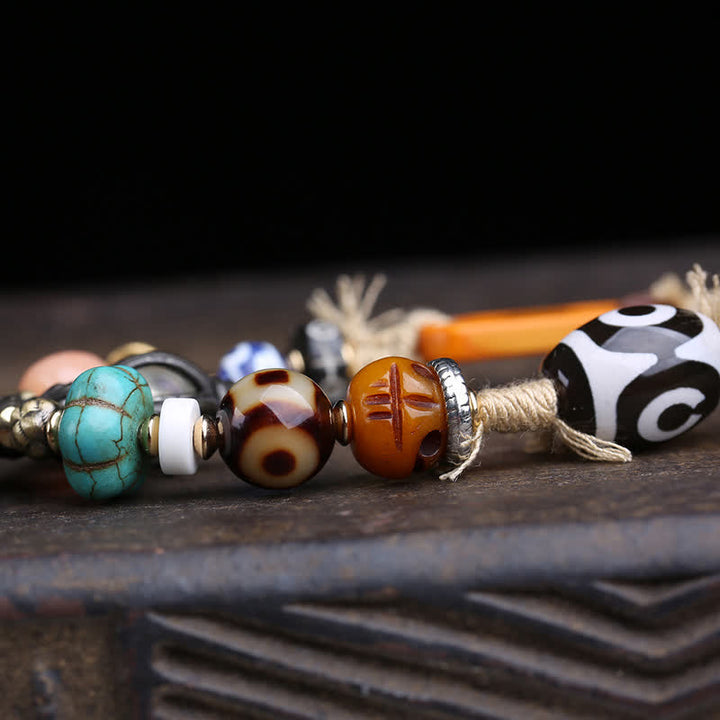 Buddha Stones Collier porte-bonheur tibétain à trois yeux en perles Dzi Vajra - image 5