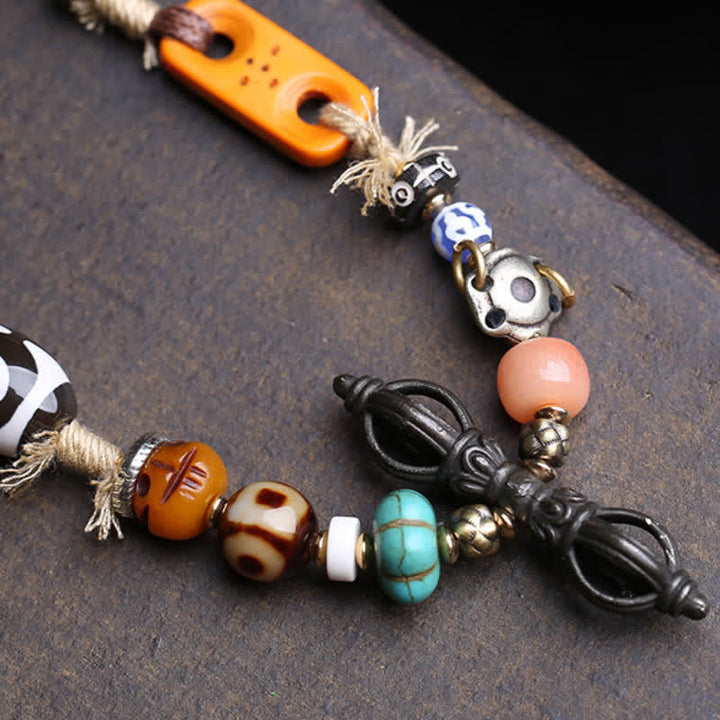 Buddha Stones Collier porte-bonheur tibétain à trois yeux en perles Dzi Vajra - image 3