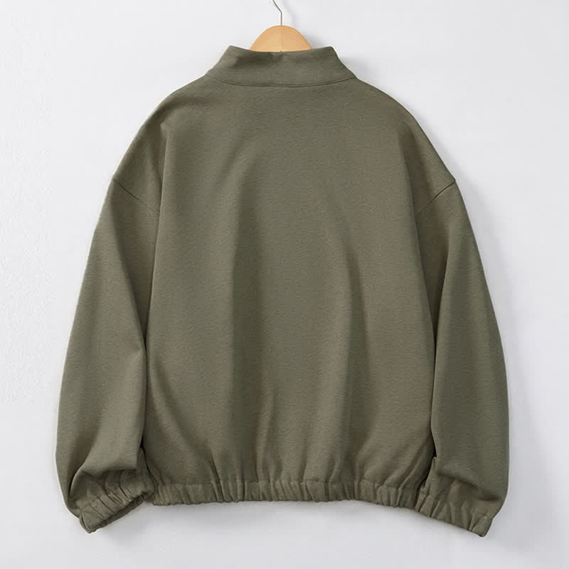 Buddha Stones Sweat-shirt homme uni à fermeture éclair 1/4, style minimaliste et décontracté, avec poche, idéal pour l'automne et l'hiver. - image 1