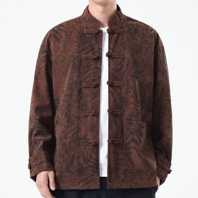Veste homme en velours côtelé à poches plaquées, style rétro automne-hiver, motif Buddha Stones. - image 1