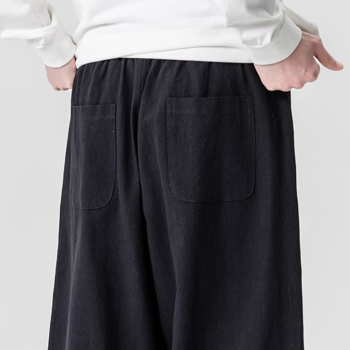 Buddha Stones Pantalon harem homme printemps-été décontracté en coton uni avec cordon de serrage et poches - image 20