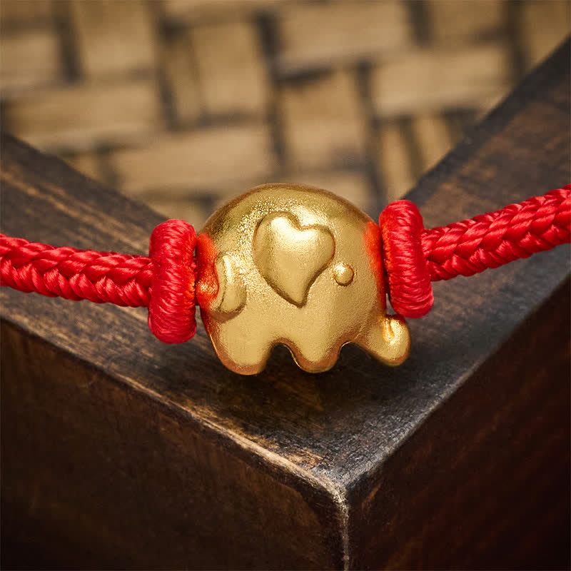 Buddha Stones Bracelet de protection en cuivre avec éléphant et ficelle rouge - image 3