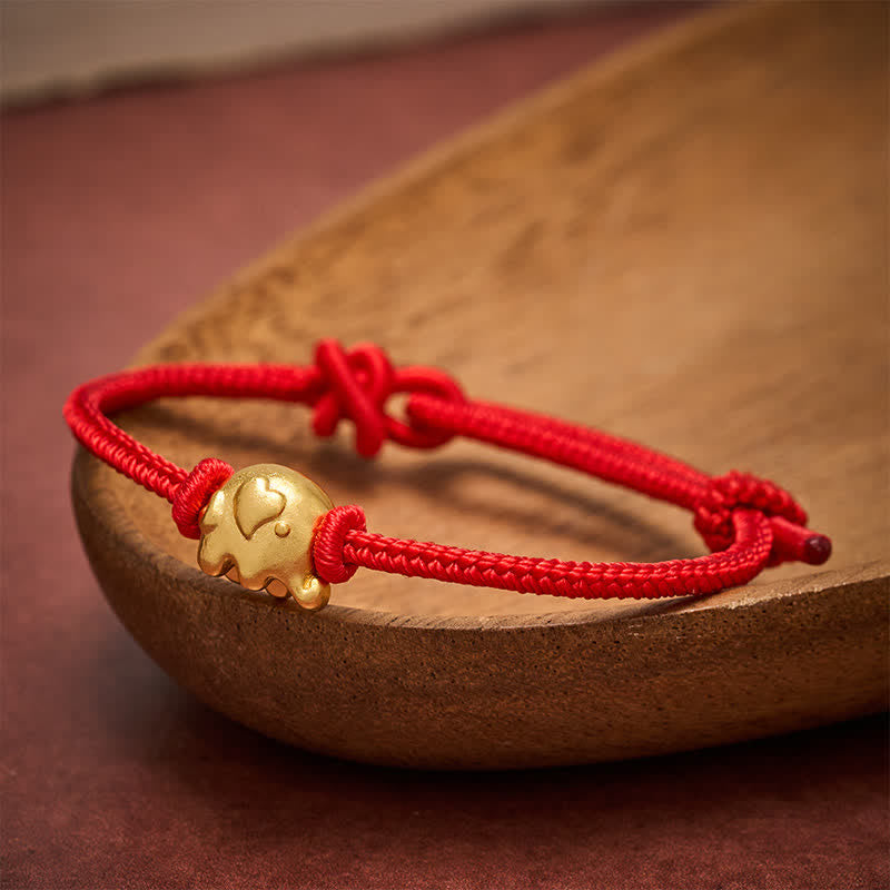 Buddha Stones Bracelet de protection en cuivre avec éléphant et ficelle rouge - image 1