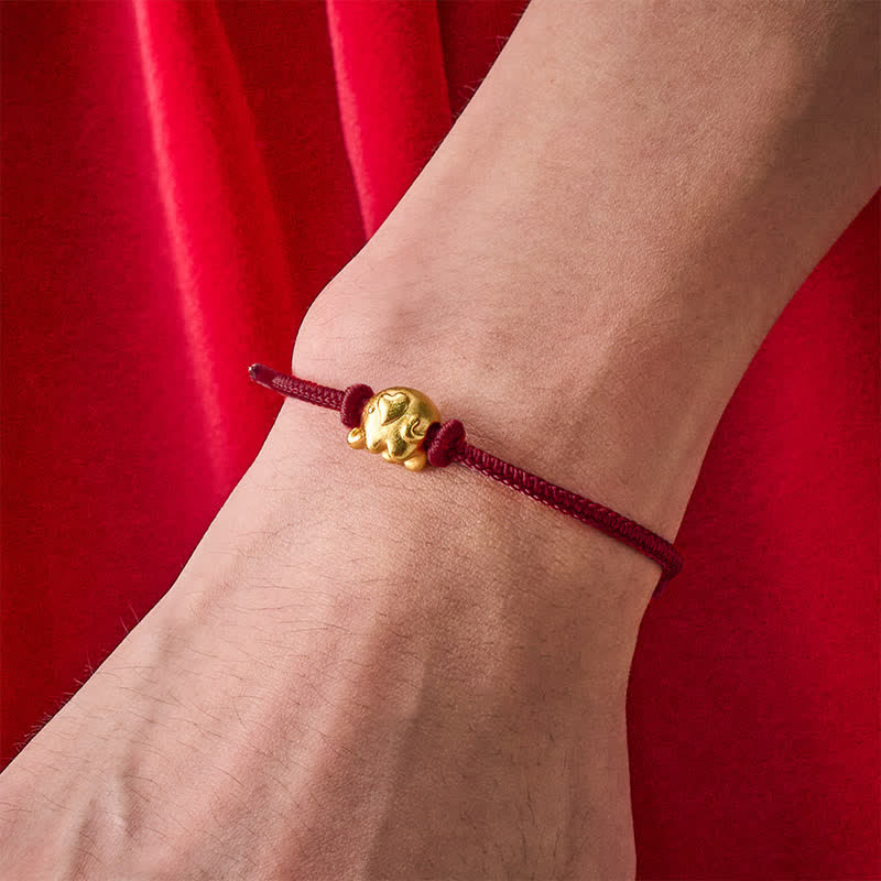 Buddha Stones Bracelet de protection en cuivre avec éléphant et ficelle rouge - image 12