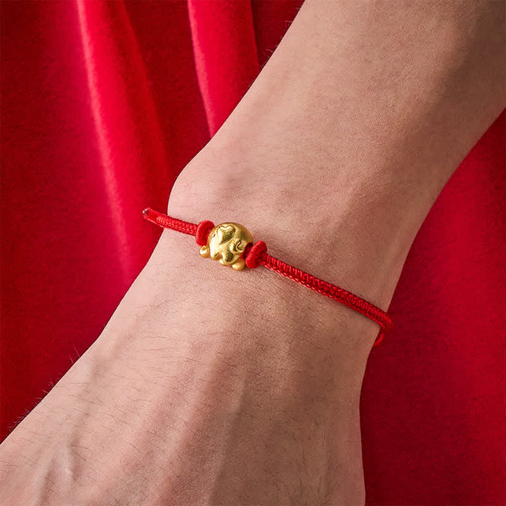 Buddha Stones Bracelet de protection en cuivre avec éléphant et ficelle rouge - image 4