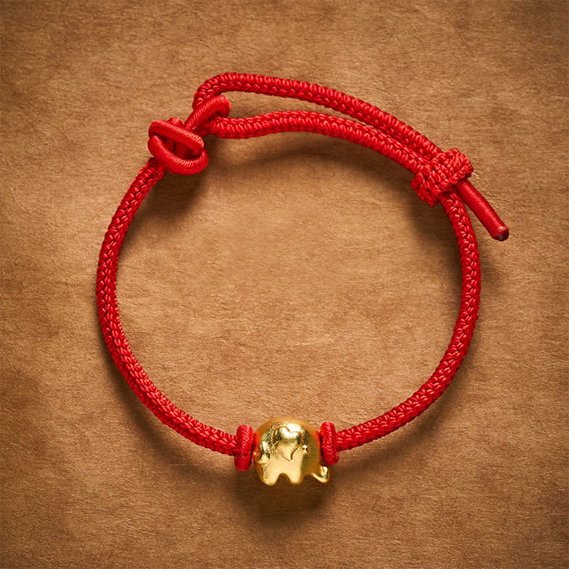 Buddha Stones Bracelet de protection en cuivre avec éléphant et ficelle rouge - image 2