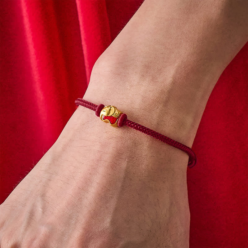 Buddha Stones Bracelet de foi en cuivre avec éléphant et fil rouge - image 12