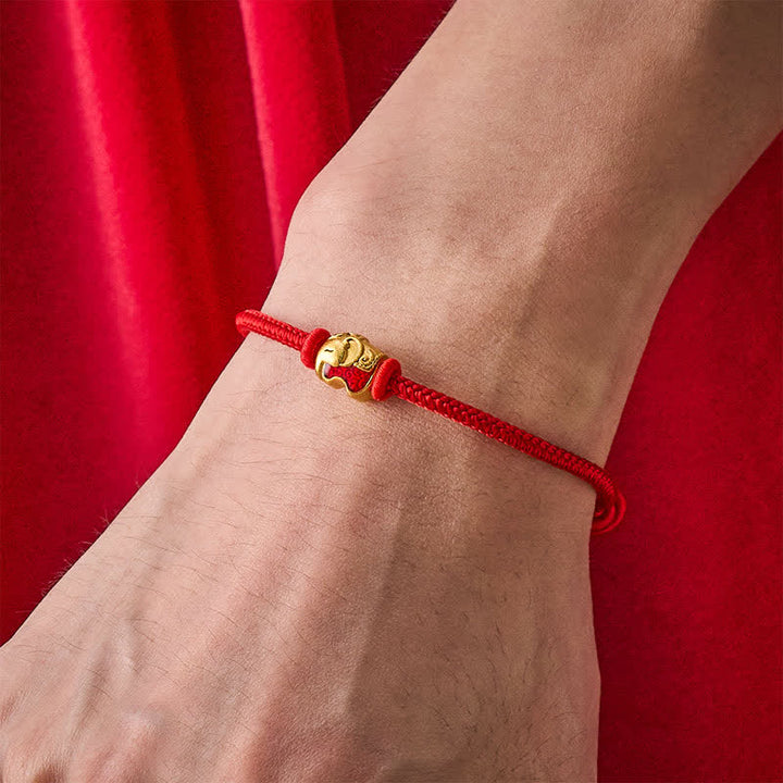 Buddha Stones Bracelet de foi en cuivre avec éléphant et fil rouge - image 3
