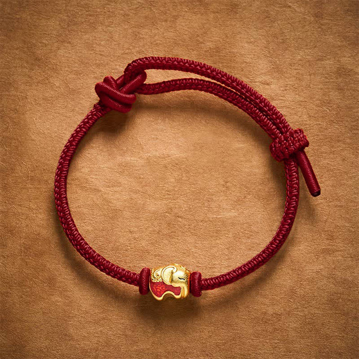Buddha Stones Bracelet de foi en cuivre avec éléphant et fil rouge - image 11