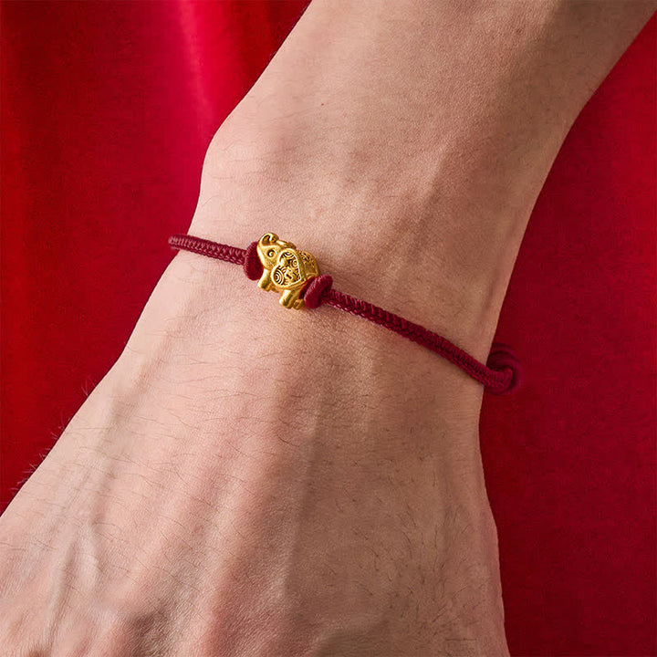 Buddha Stones Bracelet en cuivre résistant à la corde rouge éléphant - image 12