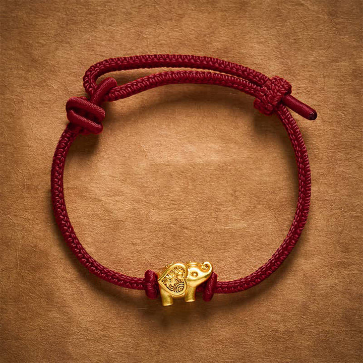 Buddha Stones Bracelet en cuivre résistant à la corde rouge éléphant - image 11