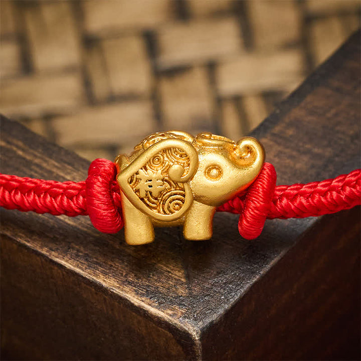 Buddha Stones Bracelet en cuivre résistant à la corde rouge éléphant - image 4