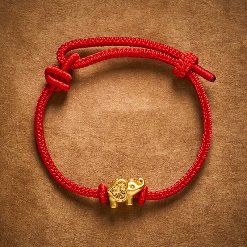 Buddha Stones Bracelet en cuivre résistant à la corde rouge éléphant - image 2