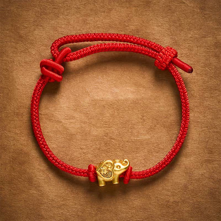 Buddha Stones Bracelet en cuivre résistant à la corde rouge éléphant - image 2