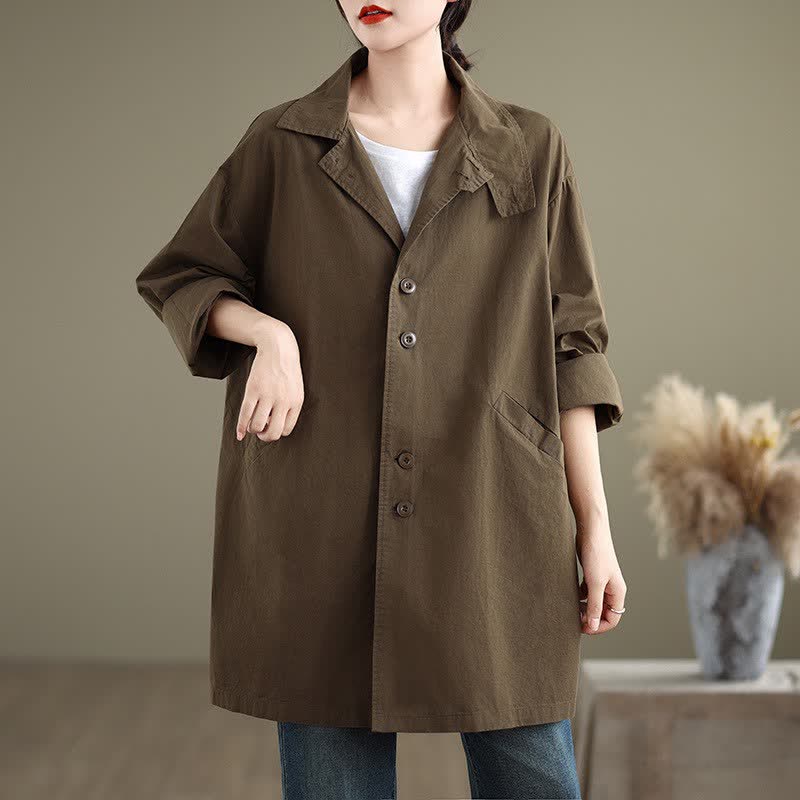 Buddha Stones Veste femme unie à poches, style minimaliste et décontracté, idéale pour le printemps et l'automne. - image 1