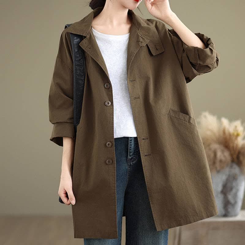 Buddha Stones Veste femme unie à poches, style minimaliste et décontracté, idéale pour le printemps et l'automne. - Olive - US12, UK/AU16, EU44 (XL) - image 0