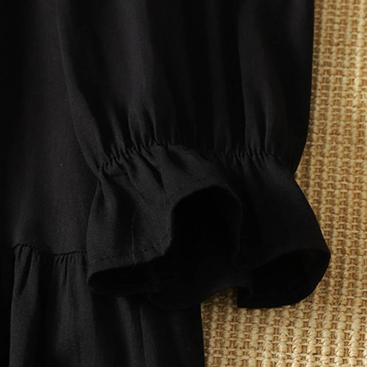 Buddha Stones Robe bohème printanière boutonnée, unie, à manches longues et poches - image 11