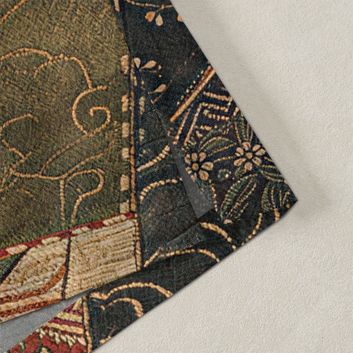 Buddha Stones Kimono homme vintage en coton patchwork à motif vagues, ouvert sur le devant - image 4