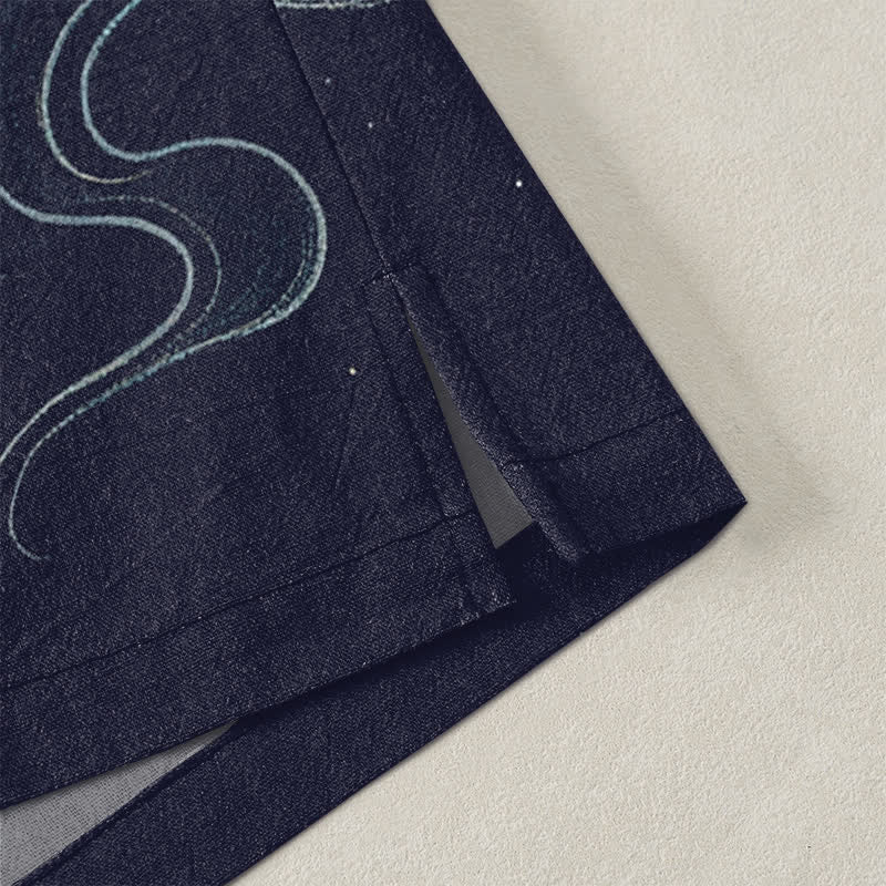 Buddha Stones Kimono pour homme en coton à motif de brume et de dragon ancien, ouvert sur le devant - image 4