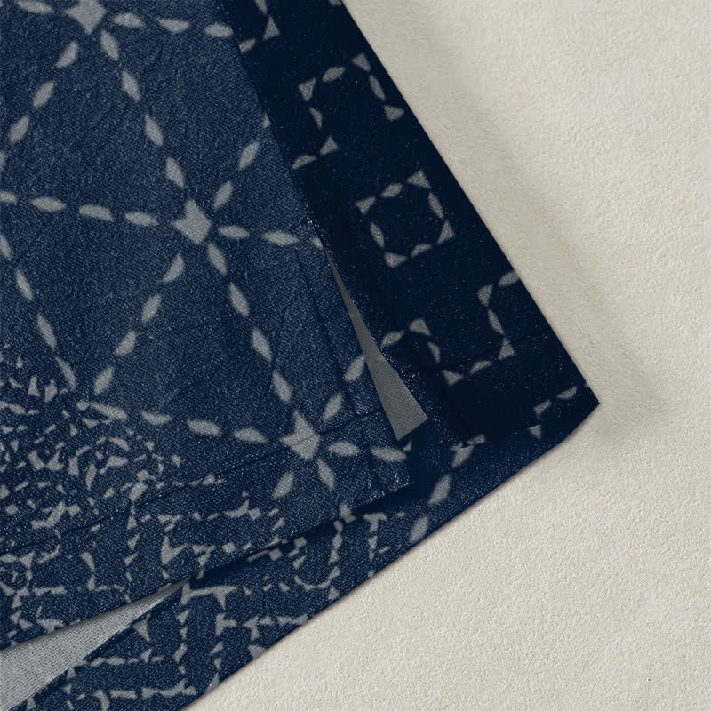 Buddha Stones Kimono pour homme en coton à motif Seigaiha Asanoha, ouvert sur le devant. - image 4