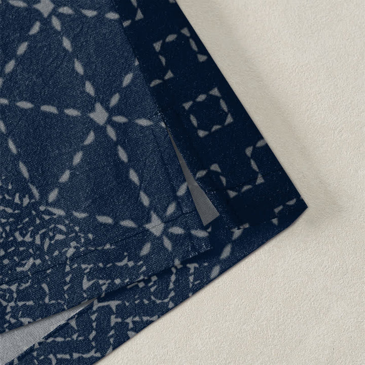 Buddha Stones Kimono pour homme en coton à motif Seigaiha Asanoha, ouvert sur le devant. - image 4