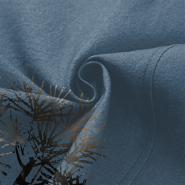 Buddha Stones Kimono pour homme en coton à motif de pleine lune et de pin, ouvert sur le devant - image 5