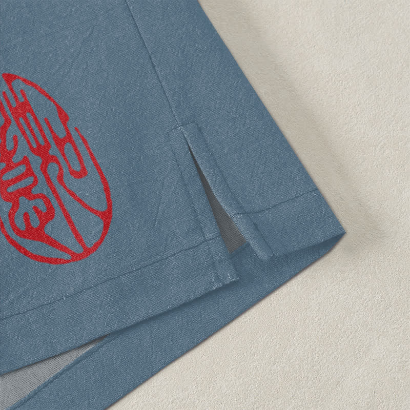Buddha Stones Kimono pour homme en coton à motif de pleine lune et de pin, ouvert sur le devant - image 4