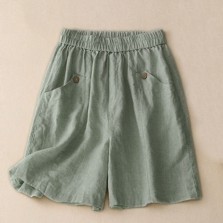 Short d'été décontracté à boutons pour femme, uni, avec poches, de la Buddha Stones - Bleu poudré - US8-10，UK/AU12-14，EU40-42 (2XL) - image 0