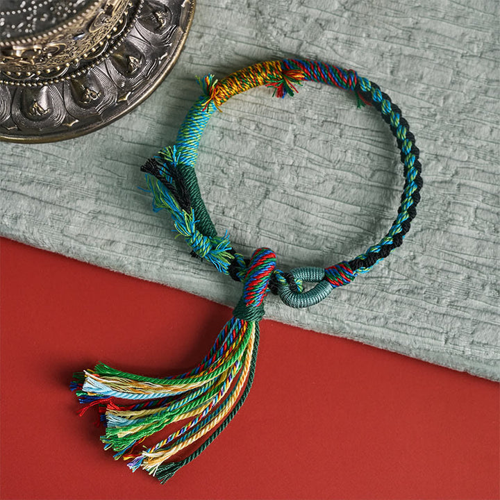Buddha Stones Bracelet à pompons ajustable rétro bohème en corde de coton - image 11