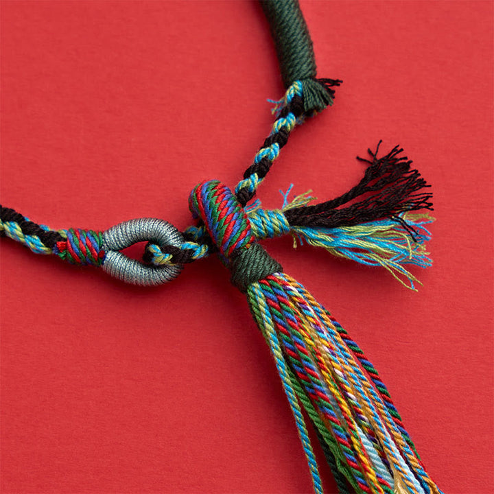 Buddha Stones Bracelet à pompons ajustable rétro bohème en corde de coton - image 13