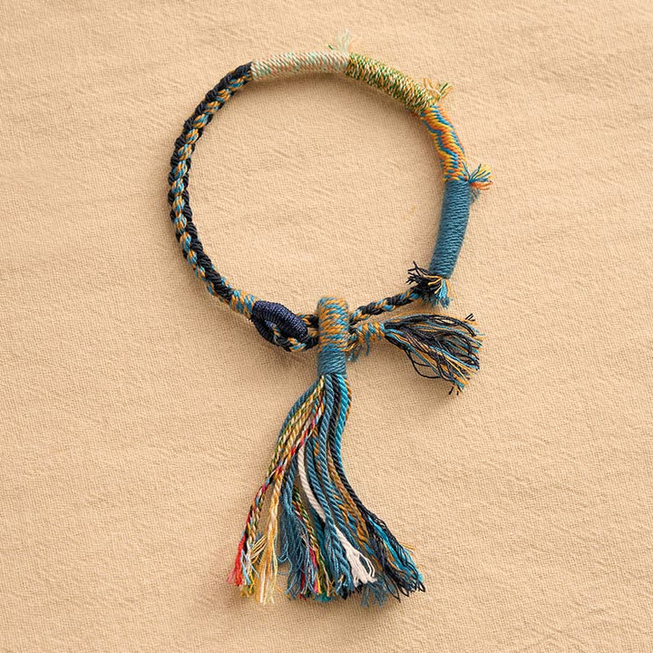 Buddha Stones Bracelet à pompons ajustable rétro bohème en corde de coton - image 16