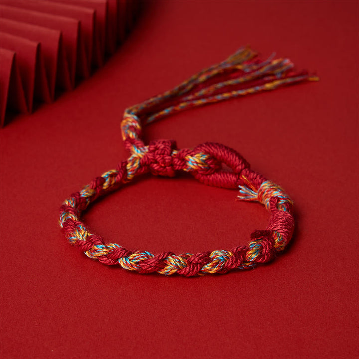 Buddha Stones Bracelet macramé ajustable avec cordon rouge - Cordon rouge (Tour de poignet : 15 à 18 cm) - image 0