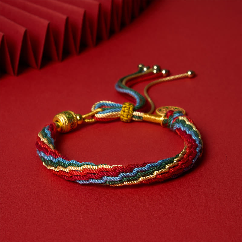 Buddha Stones Bracelet à breloques Om Mani Padme Hum en émail multicolore Rope Energy - image 1