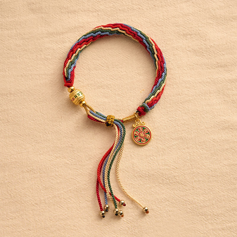 Buddha Stones Bracelet à breloques Om Mani Padme Hum en émail multicolore Rope Energy - image 2