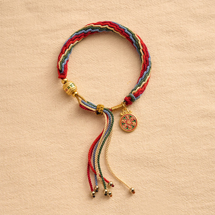 Buddha Stones Bracelet à breloques Om Mani Padme Hum en émail multicolore Rope Energy - image 2