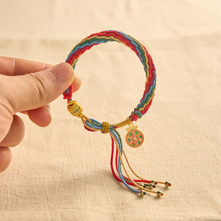 Buddha Stones Bracelet à breloques Om Mani Padme Hum en émail multicolore Rope Energy - image 3