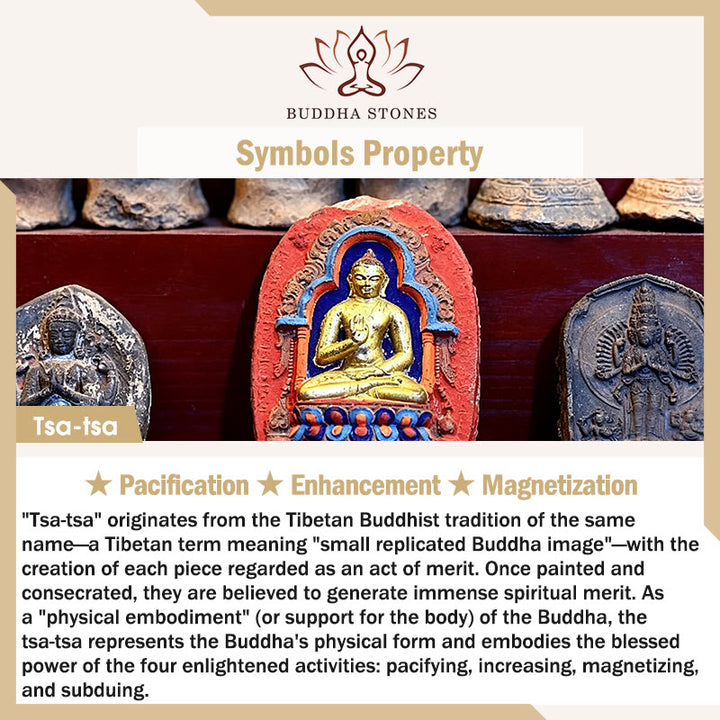 Buddha Stones Collier pendentif tibétain à pompon sculpté et peint, orné d'un tsa-tsa. - image 5